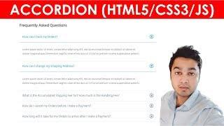 Build a FAQ Accordion Menu | How to Create FAQ Accordion Menu Tabs | HTML5, CSS3 & jQuery
