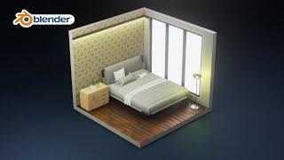 Create Interior Scene Bedroom in Blender 3.4 || Exterior Design || 3D Modelling || 3D Visualization