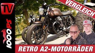 48 PS Retrobikes im Test! Royal Enfield Interceptor - Moto Guzzi V7 Night Pack - Triumph Street Twin