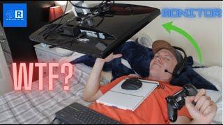 Better than a ceiling mount! Bed gaming setup | HUGE monitor arm