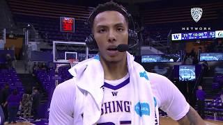 Men's Basketball: Dominic Green acknowledges UW crowd after Huskies pick up 1,000th home win