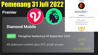 Vidio Diamond Gratis dari Lukulo Media Pemenang 31 Juli 2022