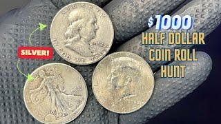 Solid Silver Finds! (Coin Roll Hunting Half Dollars) #coinrollhunting #silvercoins