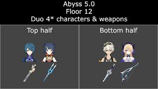 NEW Genshin Impact Spiral Abyss 5.0 | F2P Floor 12 | Duo 4* characters & weapons