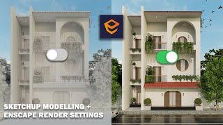 Realistic House Exterior Design | SketchUp Modeling & Enscape Render Settings (Full Walkthrough)