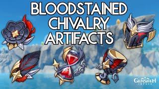 Farm Bloodstained Chivalry Artifacts (Flower, Plume, Final Hour, Goblet, Iron Mask) | Genshin Impact