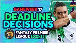 FPL GAMEWEEK 17 FINAL DEADLINE DECISIONS | HAALAND OUT? | Fantasy Premier League Tips 2023/24