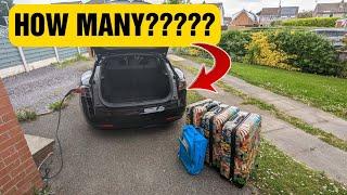 How many suitcases can you fit in a Tesla Model S - Cargo space / Luggage test