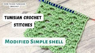 Amazing 2 ROW Tunisian crochet stitch pattern tutorial: Modified Basic Shell