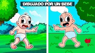 ¡BEBE NOOB JUEGA Minecraft PERO es un DIBUJO!   EL MUNDO ES DIBUJADO POR UNU BEBE