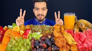 RAMADAN IFTAR EATING SHOW | MUSLIM MUKBANGER EATING - RAMADHAN MUBARAK | ASMR FRESH FRUIT PLATTER