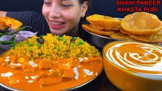 Eating Spicy Shahi Paneer, Matar Pulao, Khasta Masala Puri | Cooking And Eating Indian Food | Asmr