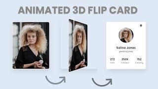 How to create Animated 3D Flip Card with HTML and CSS | Animated Profile Card with HTML and CSS