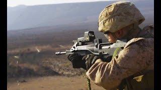 U.S. Marines test fire FAMAS French Bullpup Rifles in full auto