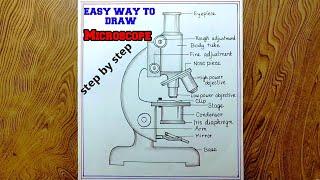 Microscope drawing easily/How to draw compound of microscope step by step