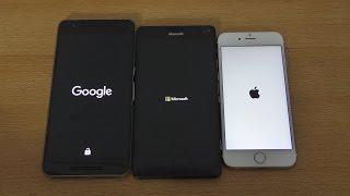 Windows 10 vs Android 6.0.1 Marshmallow vs iOS 9.2 - Which is Faster? (4K)