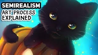 Voiceover Speedpaint of My Semi Realistic Style Halloween Kitty Artwork