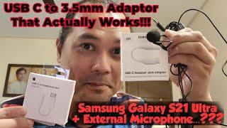 USB C to 3.5mm Adaptor for External Microphone that Works with Samsung Galaxy S21 / S21+ / S21 Ultra
