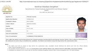KVS PRT Admit Card 2023 Kaise Download Kare || How To Download KVS PRT Admit Card 2023