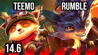 TEEMO vs RUMBLE (TOP) | 5/1/9, 500+ games, Rank 13 Teemo | KR Master | 14.6