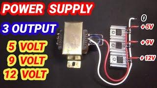 power supply 12V 9V 5V || POWER SUPPLY 3 OUTPUT psu non simetris dari trafo CT