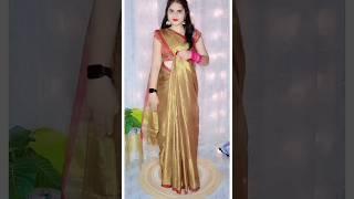 Tissue Silk saree draping with perfect pleats | Easy saree draping tricks | saree draping style