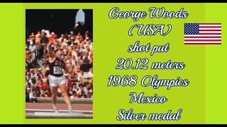 George Woods (USA) shot put 20.12 meters 1968 Olympics Mexico.