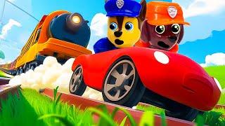 Kindergarten mit Elena - Spielzeug Video für Kinder. Die Paw Patrol lernt die Bahnregeln