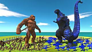 Wild King Kong Primates Team vs Ocean Shin Godzilla Dinosaurs Team - Animal Revolt Battle Simulator