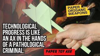 Paper Origami Weapons - How to Make paper Tomahawk Battle Axe - PAPER VIKING AXE