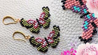 МК БАБОЧКА из бисера  Плетение методом ручного ткачества  Beaded BUTTERFLY tutorial