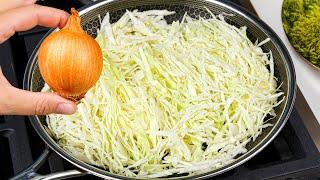 Cabbage with onions is tastier than meat! Easy, quick and very delicious dinner recipe!