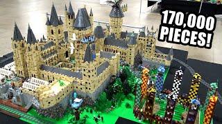Huge LEGO Hogwarts with Interior Scenes – Great Hall, Quidditch Stadium, Train & More!