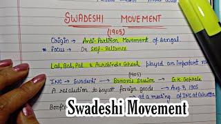 Swadeshi Movement || Handwritten Notes || National Movement || Modern India || An Aspirant !