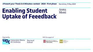 Anna Moni | Present your thesis in 4 minutes 2024 | UOC