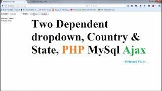 Two Dependent Dropdown, PHP AJAX MySql, Country & State  - Part 1