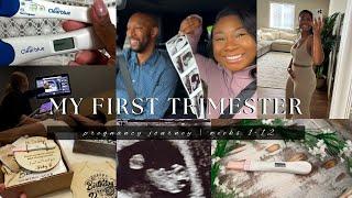 FIRST TRIMESTER VLOG | pregnancy journey, first ultrasound, midwife, pregnancy announcement + more