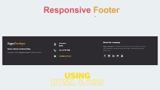 Responsive Footer Using HTML and CSS | HTML CSS Footer