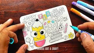 Teachers Day card making easy | Happy teacher's day greeting | DIY Simple card idea