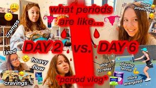 what being on your period is like DAY 2 VS. DAY 6 // period vlog (+ showing you my period products!)