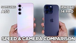 Samsung A35 vs iPhone 14 Pro SPEED TEST & CAMERA Comparison | Zeibiz