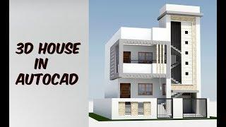 2 floor 3d house design in autocad