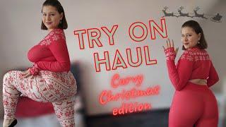 [4K] Christmas Leggings Try-On Haul | Curvy Model