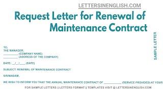 Request Letter For Renewal Of Maintenance Contract - Sample Letter For Maintenance Contract Renewal