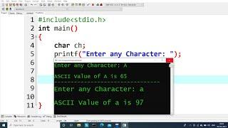 c program to find ASCII value of a character | Learn Coding