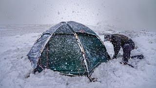 CAMPING in a BLIZZARD - WINTER  STORM - Snow and Heavy Rain