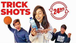 REAL LIFE TRICK SHOTS for 24 Hours | Rimorav Vlogs