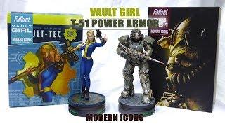 Fallout Vault Girl & T-51 power armor Modern Icons statue Unboxing & Review