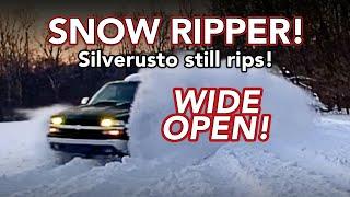 Taking my Silverado for a rip in the snow - Awesome Muffler Delete Sound!