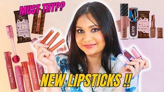 Trying out all the NEW LIPSTICK Launches  | Kiro, Blue Heaven, Elle 18 | Lipsticks for Indian Skin